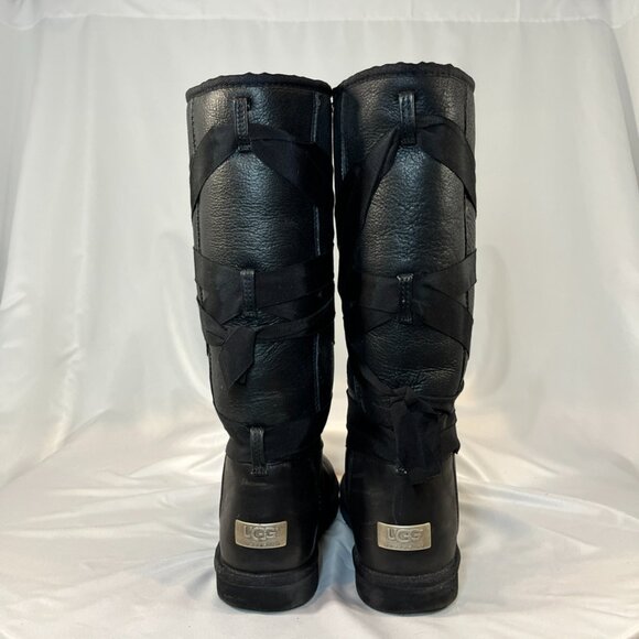 UGG Rina Black Knee High Boots w/ Wrapped Ribbons | Women’s 8 - Picture 3 of 4